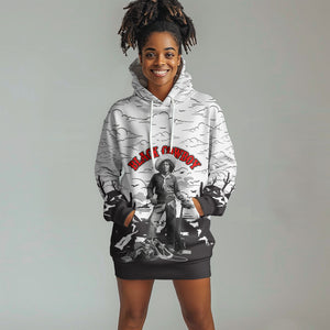 Black Cowboy Nat Love Hoodie Dress Comic Style Desert Line Art Red Typography