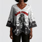 Black Cowboy Nat Love Kimono Sleeve Blouse Comic Style Desert Line Art Red Typography