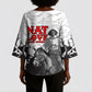 Black Cowboy Nat Love Kimono Sleeve Blouse Comic Style Desert Line Art Red Typography