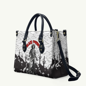 Black Cowboy Nat Love Leather Bag Comic Style Desert Line Art Red Typography