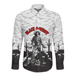 Black Cowboy Nat Love Long Sleeve Button Shirt Comic Style Desert Line Art Red Typography