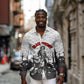Black Cowboy Nat Love Long Sleeve Button Shirt Comic Style Desert Line Art Red Typography
