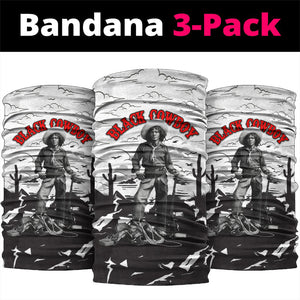 Black Cowboy Nat Love Neck Gaiter Comic Style Desert Line Art Red Typography