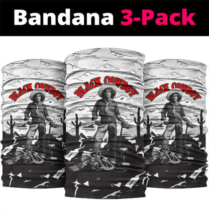 Black Cowboy Nat Love Neck Gaiter Comic Style Desert Line Art Red Typography