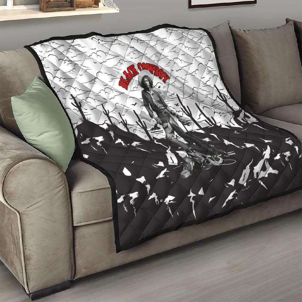 Black Cowboy Nat Love Quilt Comic Style Desert Line Art Red Typography