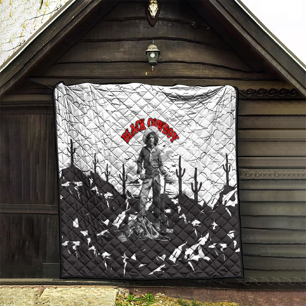 Black Cowboy Nat Love Quilt Comic Style Desert Line Art Red Typography