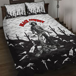 Black Cowboy Nat Love Quilt Bed Set Comic Style Desert Line Art Red Typography