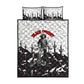Black Cowboy Nat Love Quilt Bed Set Comic Style Desert Line Art Red Typography
