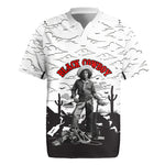 Black Cowboy Nat Love Rugby Jersey Comic Style Desert Line Art Red Typography