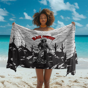 Black Cowboy Nat Love Sarong Comic Style Desert Line Art Red Typography