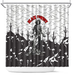 Black Cowboy Nat Love Shower Curtain Comic Style Desert Line Art Red Typography