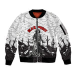 Black Cowboy Nat Love Sleeve Zip Bomber Jacket Comic Style Desert Line Art Red Typography