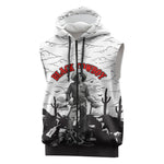 Black Cowboy Nat Love Sleeveless Zip Hoodie Comic Style Desert Line Art Red Typography