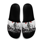 Black Cowboy Nat Love Slide Sandals Comic Style Desert Line Art Red Typography
