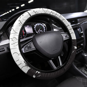 Black Cowboy Nat Love Steering Wheel Cover Comic Style Desert Line Art Red Typography
