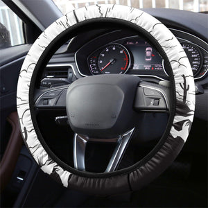 Black Cowboy Nat Love Steering Wheel Cover Comic Style Desert Line Art Red Typography