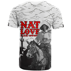 Black Cowboy Nat Love T shirt Comic Style Desert Line Art Red Typography