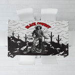 Black Cowboy Nat Love Tablecloth Comic Style Desert Line Art Red Typography