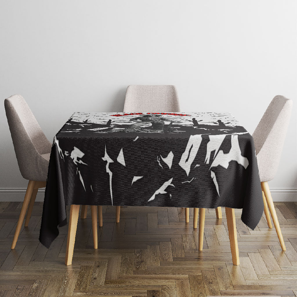 Black Cowboy Nat Love Tablecloth Comic Style Desert Line Art Red Typography