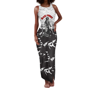 Black Cowboy Nat Love Tank Maxi Dress Comic Style Desert Line Art Red Typography