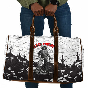 Black Cowboy Nat Love Travel Bag Comic Style Desert Line Art Red Typography