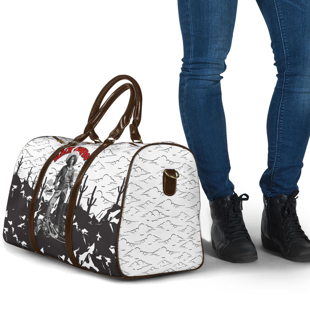 Black Cowboy Nat Love Travel Bag Comic Style Desert Line Art Red Typography
