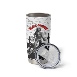 Black Cowboy Nat Love Tumbler Cup Comic Style Desert Line Art Red Typography