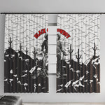 Black Cowboy Nat Love Window Curtain Comic Style Desert Line Art Red Typography