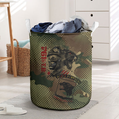 761st Tank Battalion Black Panthers Laundry Basket Come Out Fighting Military - Camouflage Halftone