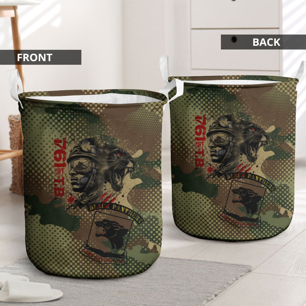 761st Tank Battalion Black Panthers Laundry Basket Come Out Fighting Military - Camouflage Halftone