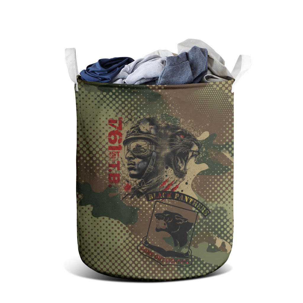 761st Tank Battalion Black Panthers Laundry Basket Come Out Fighting Military - Camouflage Halftone