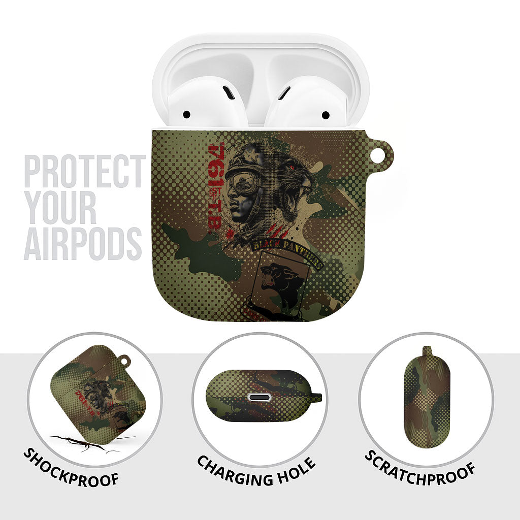 761st Tank Battalion Black Panthers AirPods Case Come Out Fighting Military - Camouflage Halftone