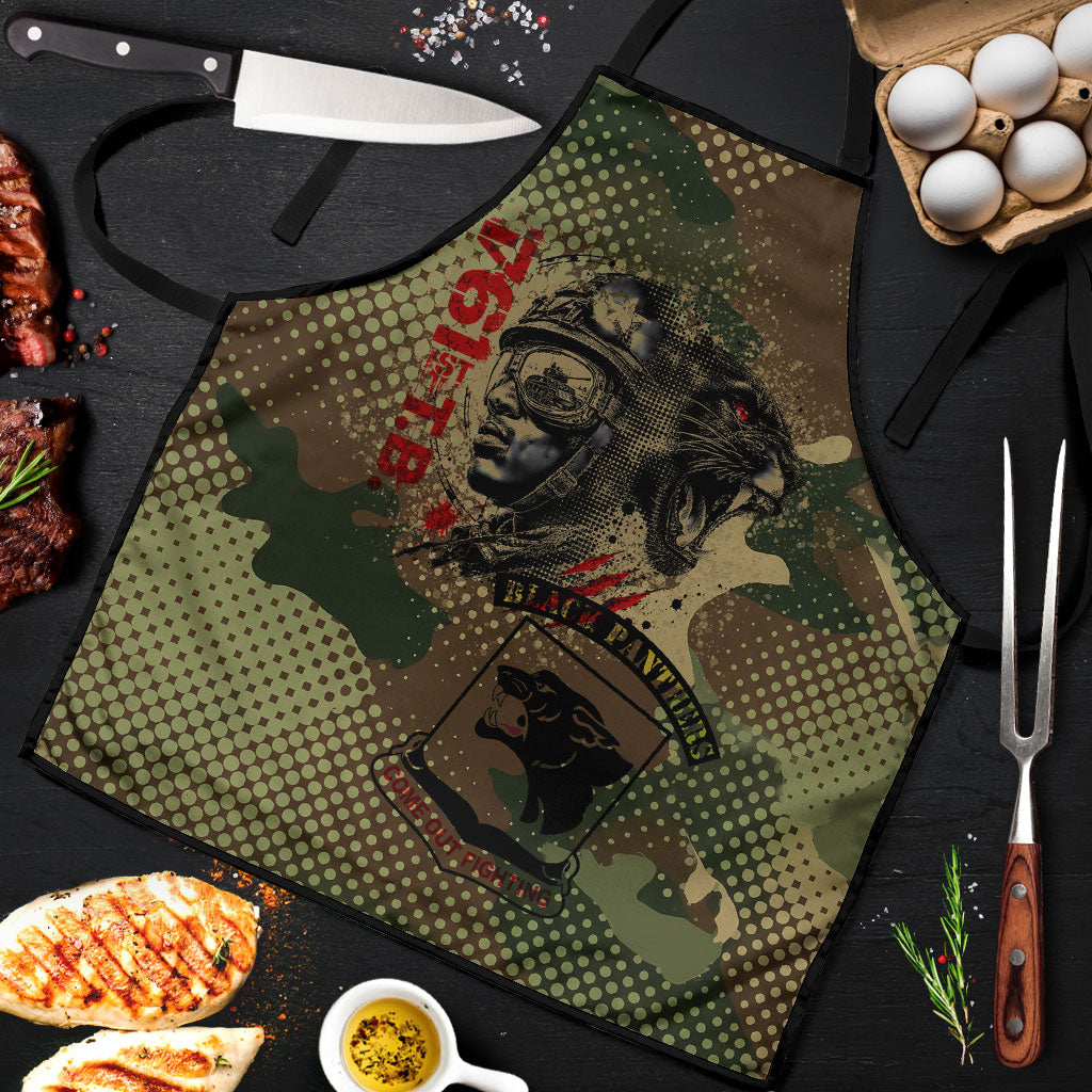 761st Tank Battalion Black Panthers Apron Come Out Fighting Military - Camouflage Halftone