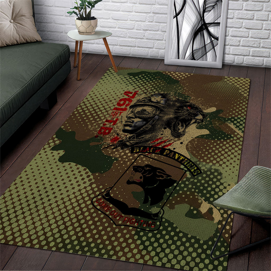 761st Tank Battalion Black Panthers Area Rug Come Out Fighting Military - Camouflage Halftone