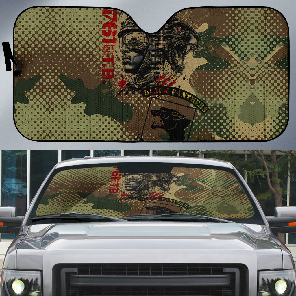 761st Tank Battalion Black Panthers Auto Sun Shade Come Out Fighting Military - Camouflage Halftone