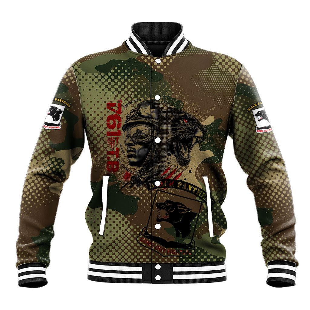 761st Tank Battalion Black Panthers Baseball Jacket Come Out Fighting Military - Camouflage Halftone