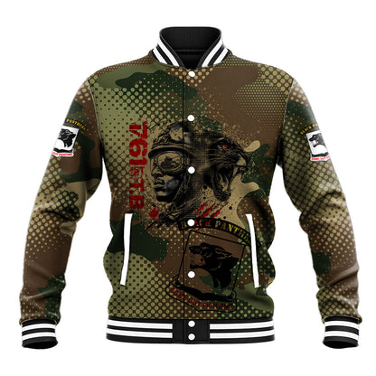 761st Tank Battalion Black Panthers Baseball Jacket Come Out Fighting Military - Camouflage Halftone