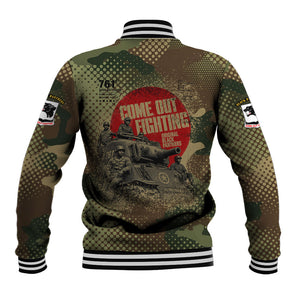 761st Tank Battalion Black Panthers Baseball Jacket Come Out Fighting Military - Camouflage Halftone