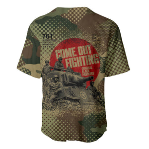 761st Tank Battalion Black Panthers Baseball Jersey Come Out Fighting Military - Camouflage Halftone