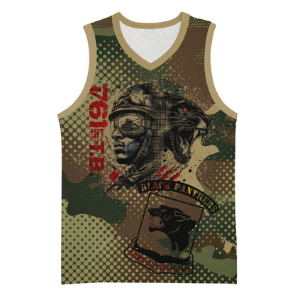 761st Tank Battalion Black Panthers Basketball Jersey Come Out Fighting Military - Camouflage Halftone