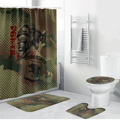 761st Tank Battalion Black Panthers Bathroom Set Come Out Fighting Military - Camouflage Halftone
