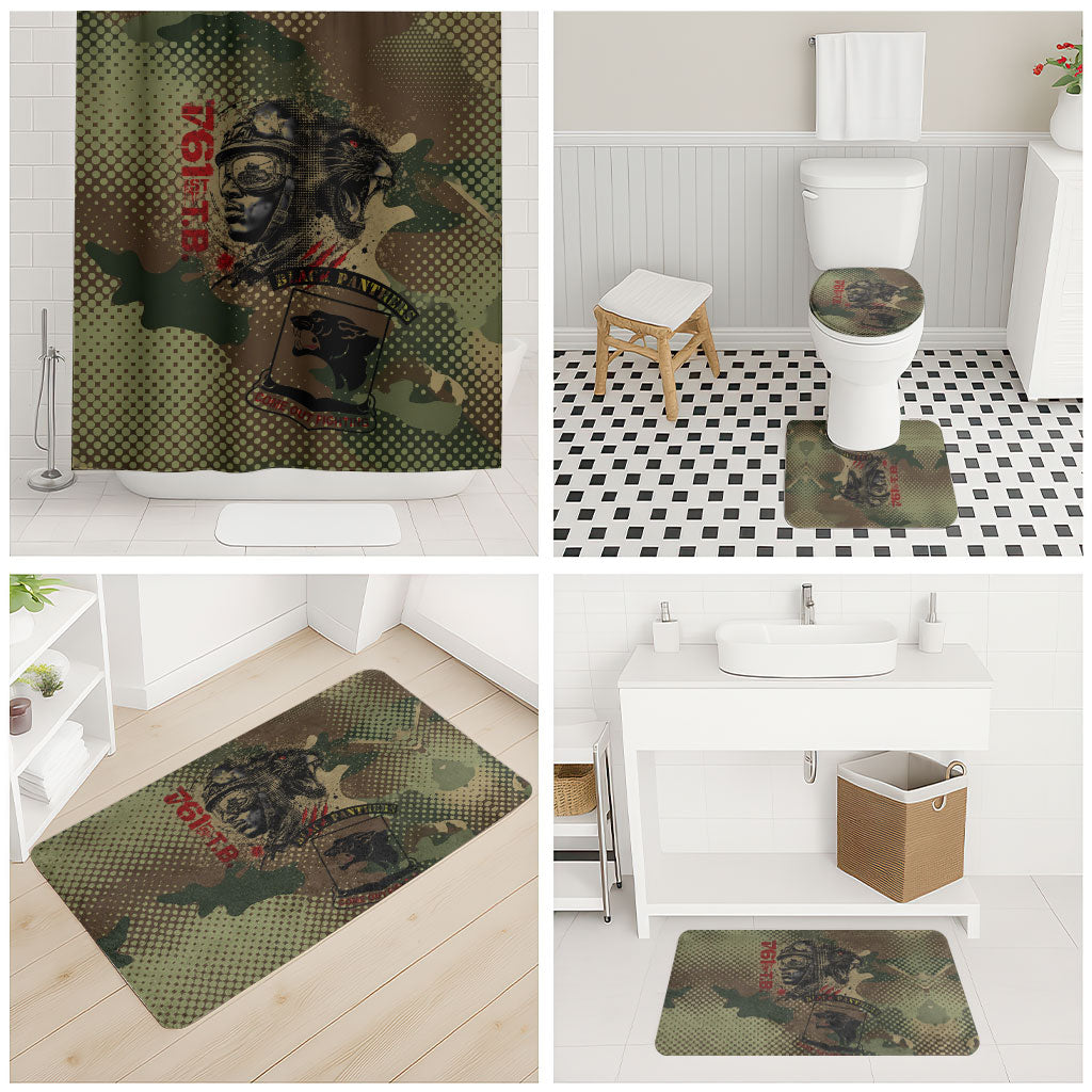 761st Tank Battalion Black Panthers Bathroom Set Come Out Fighting Military - Camouflage Halftone