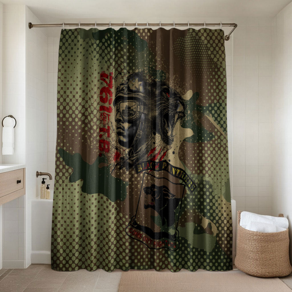 761st Tank Battalion Black Panthers Bathroom Set Come Out Fighting Military - Camouflage Halftone
