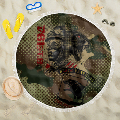 761st Tank Battalion Black Panthers Beach Blanket Come Out Fighting Military - Camouflage Halftone