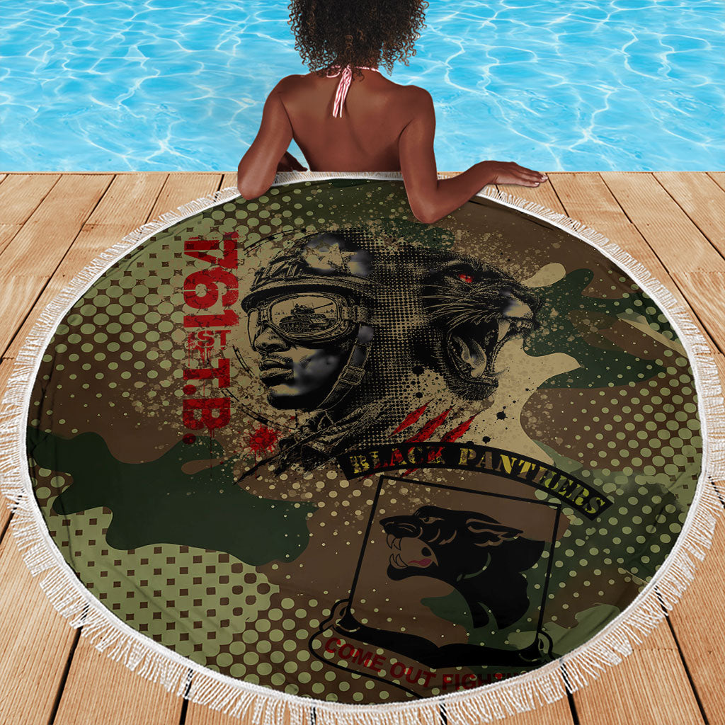 761st Tank Battalion Black Panthers Beach Blanket Come Out Fighting Military - Camouflage Halftone