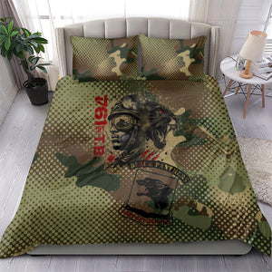 761st Tank Battalion Black Panthers Bedding Set Come Out Fighting Military - Camouflage Halftone