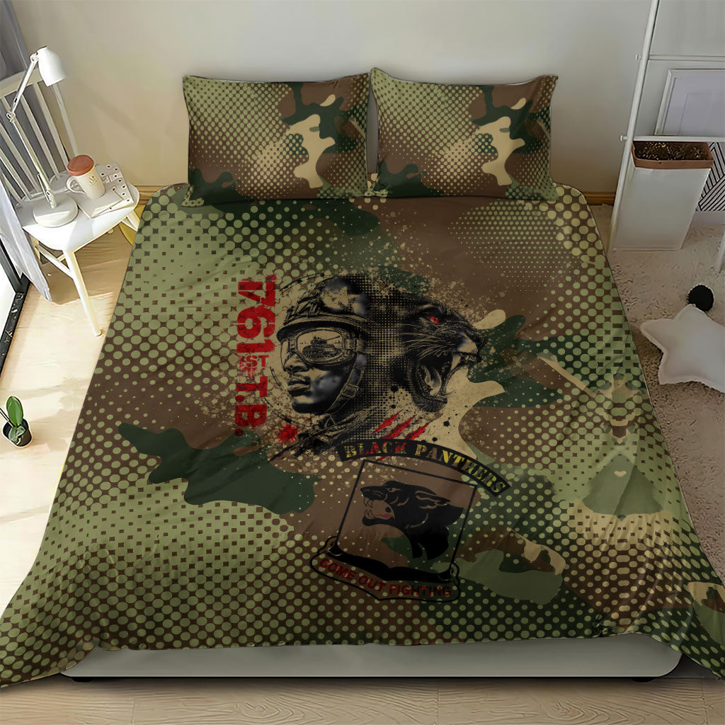 761st Tank Battalion Black Panthers Bedding Set Come Out Fighting Military - Camouflage Halftone