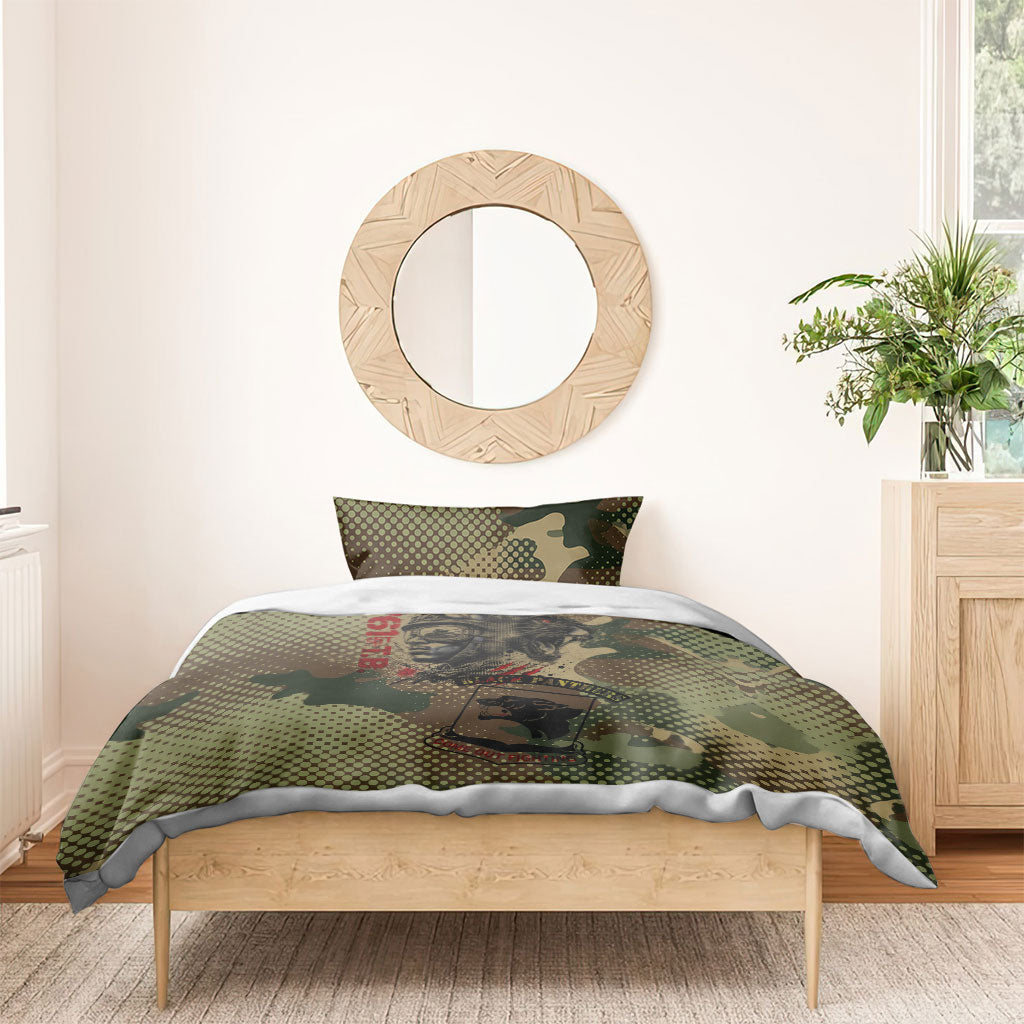 761st Tank Battalion Black Panthers Bedding Set Come Out Fighting Military - Camouflage Halftone