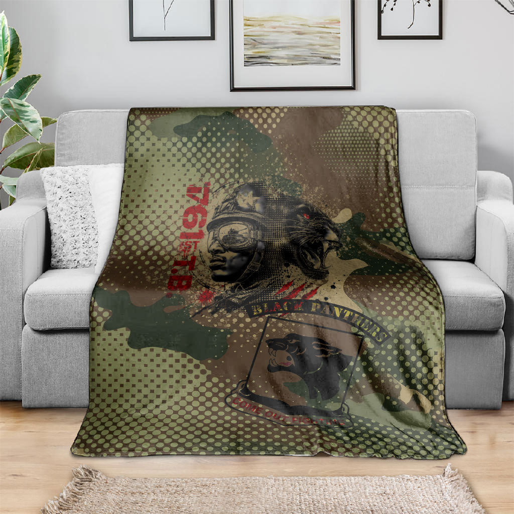 761st Tank Battalion Black Panthers Blanket Come Out Fighting Military - Camouflage Halftone