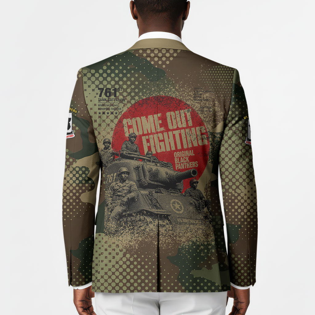 761st Tank Battalion Black Panthers Blazer Come Out Fighting Military - Camouflage Halftone